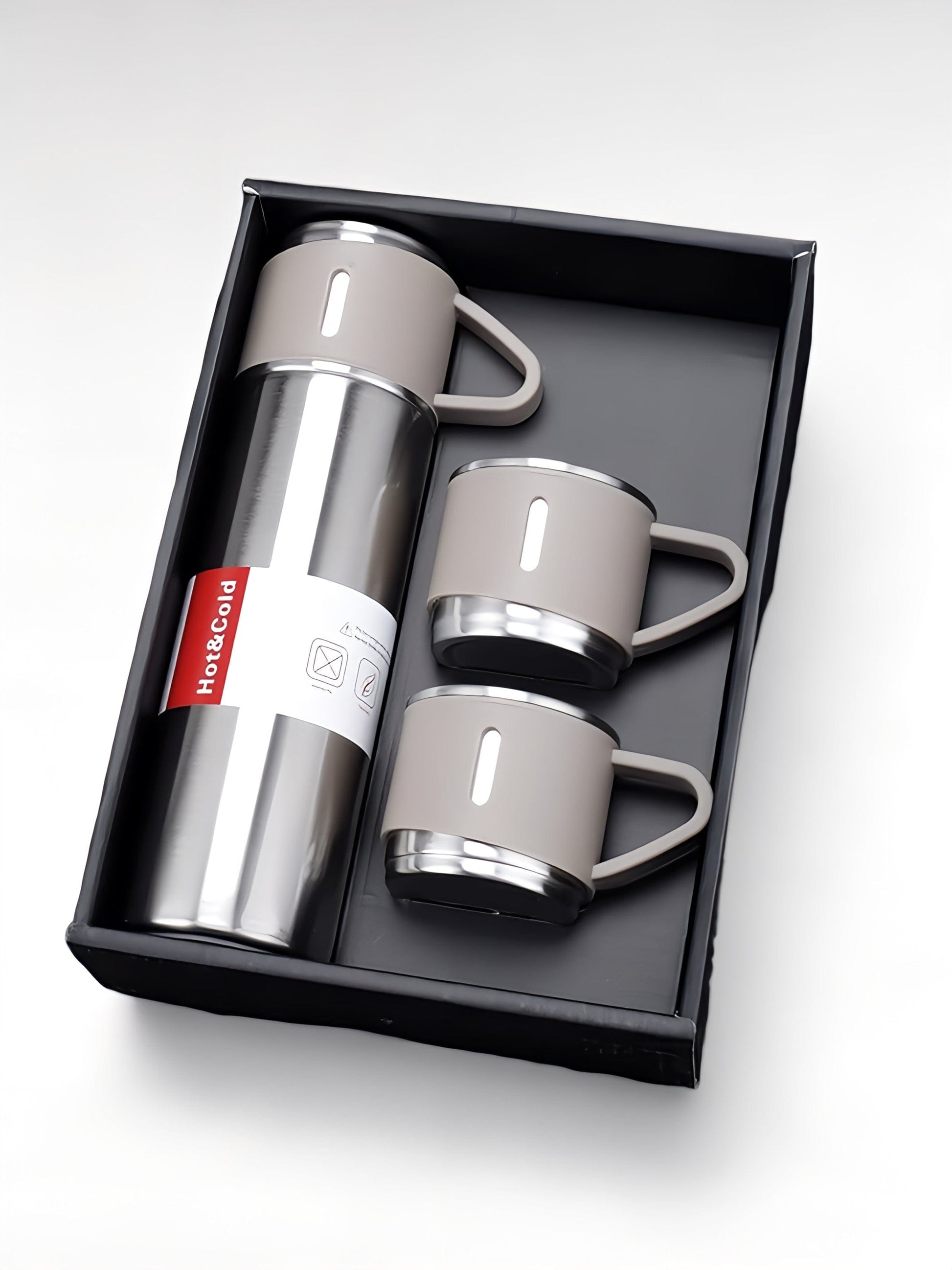 Coffret thermos gris metal / 500ml / acier inoxydable