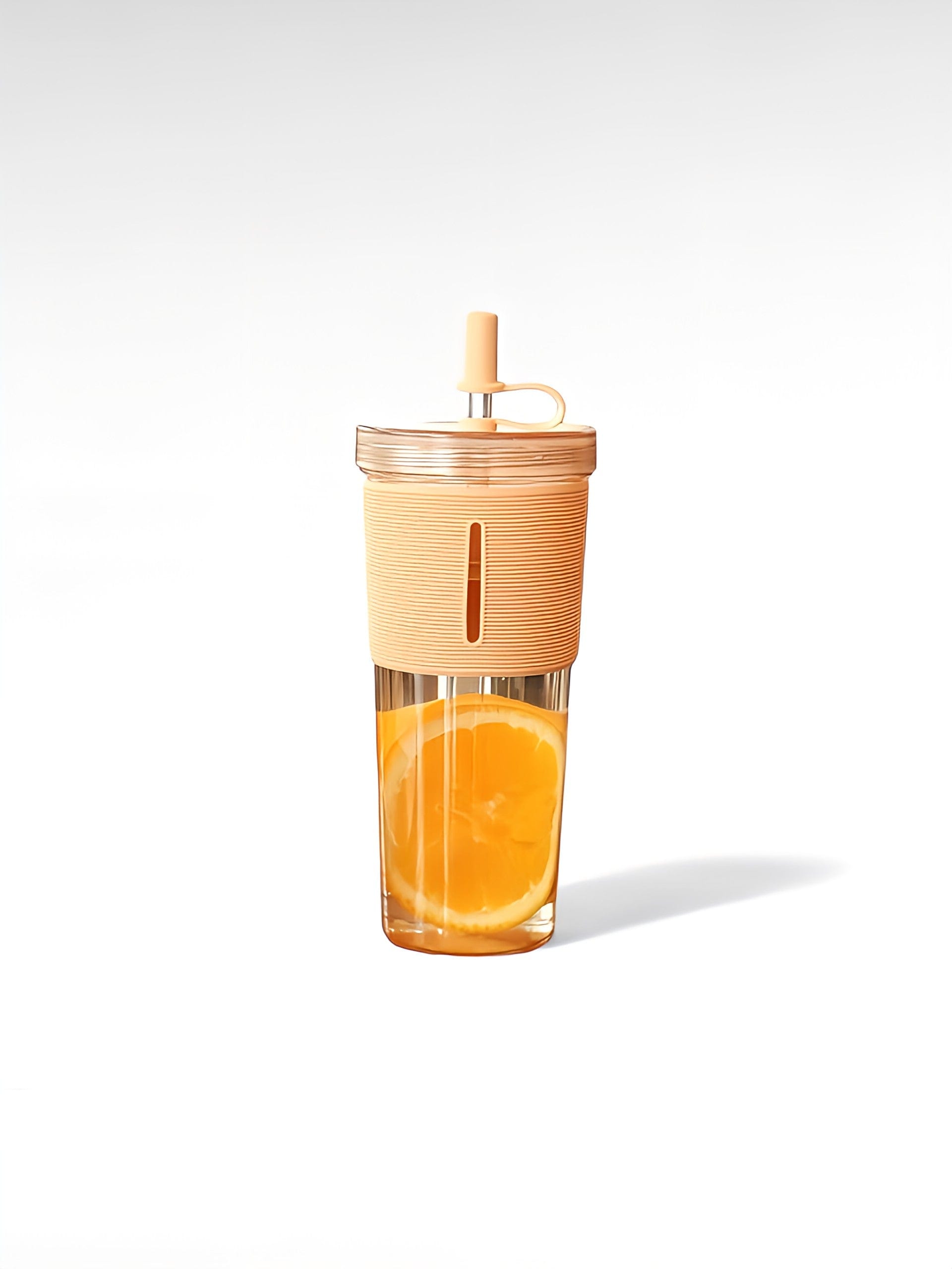 Gourde avec paille orange / 710ml / plastique