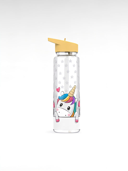 Gourde avec paille licorne jaune / 750ml / plastique sans bpa