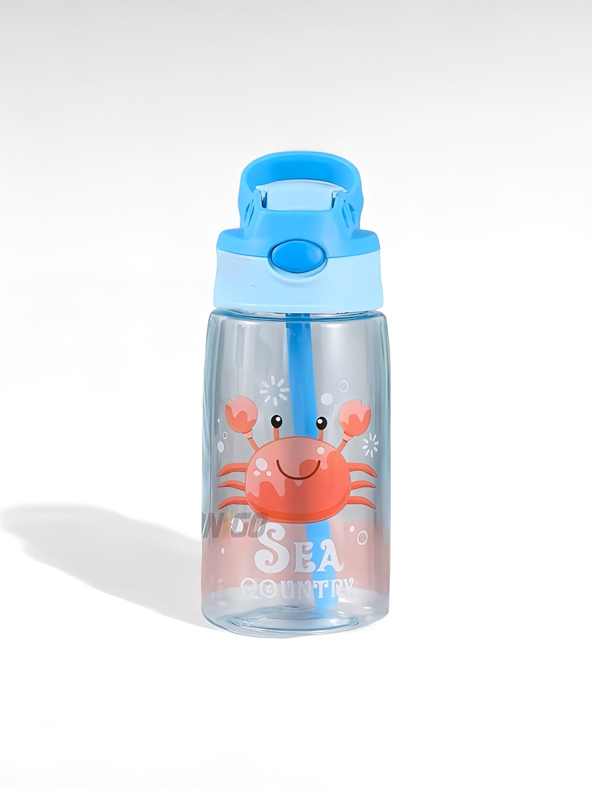 Gourde enfant avec paille bleu / 480ml / plastique