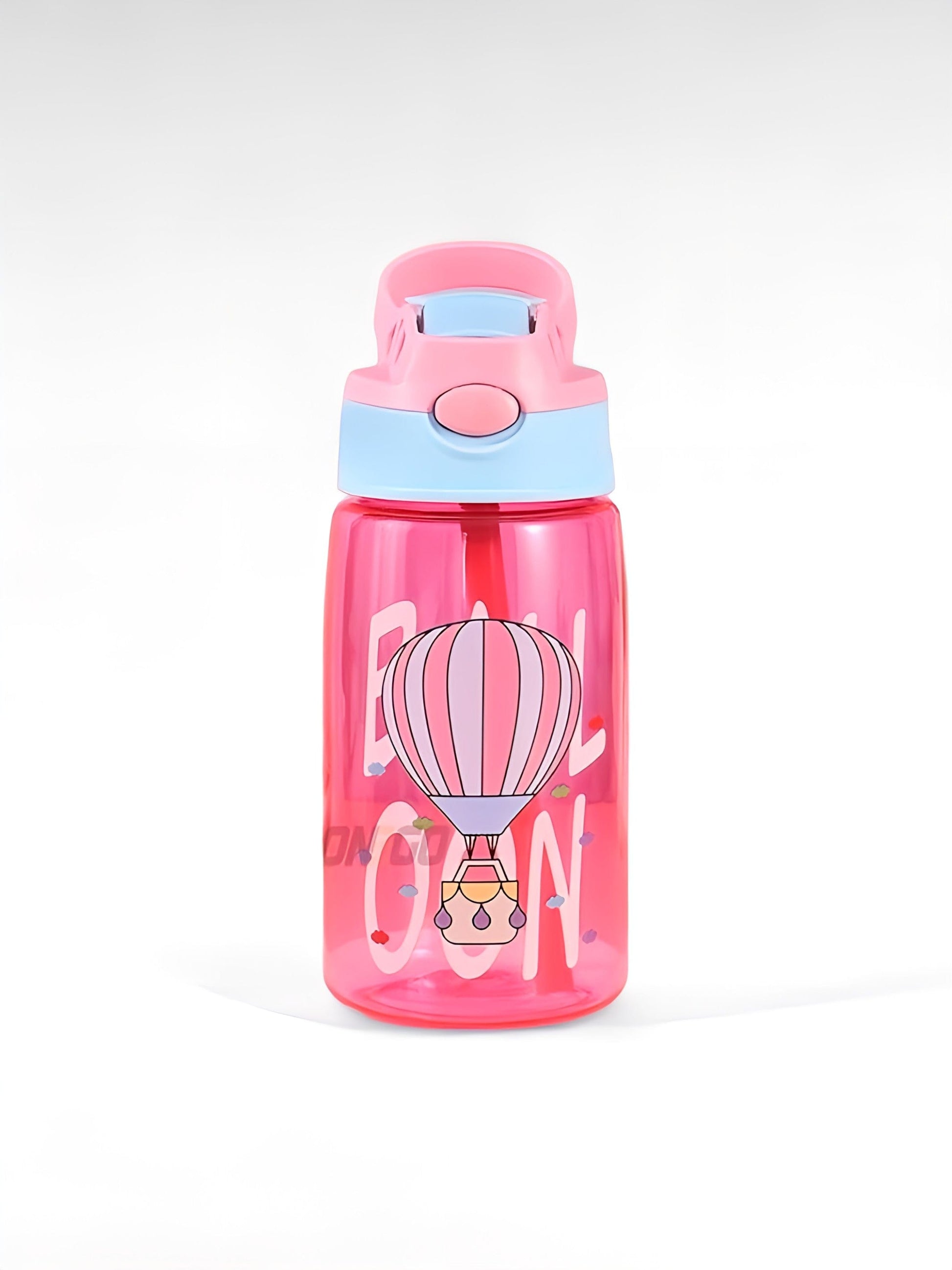 Gourde enfant avec paille rose bonbon / 480ml / plastique