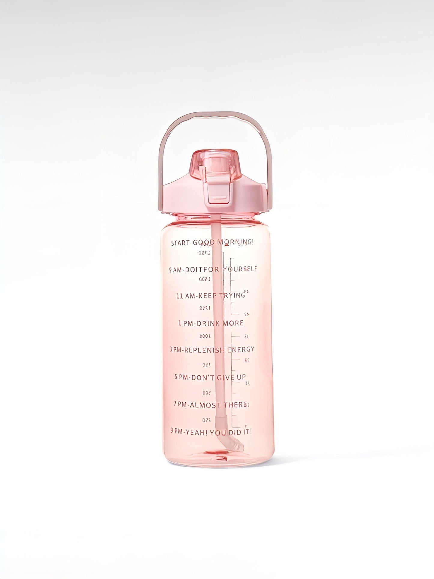 Gourde graduée heure 2l rose / 2000ml / plastique