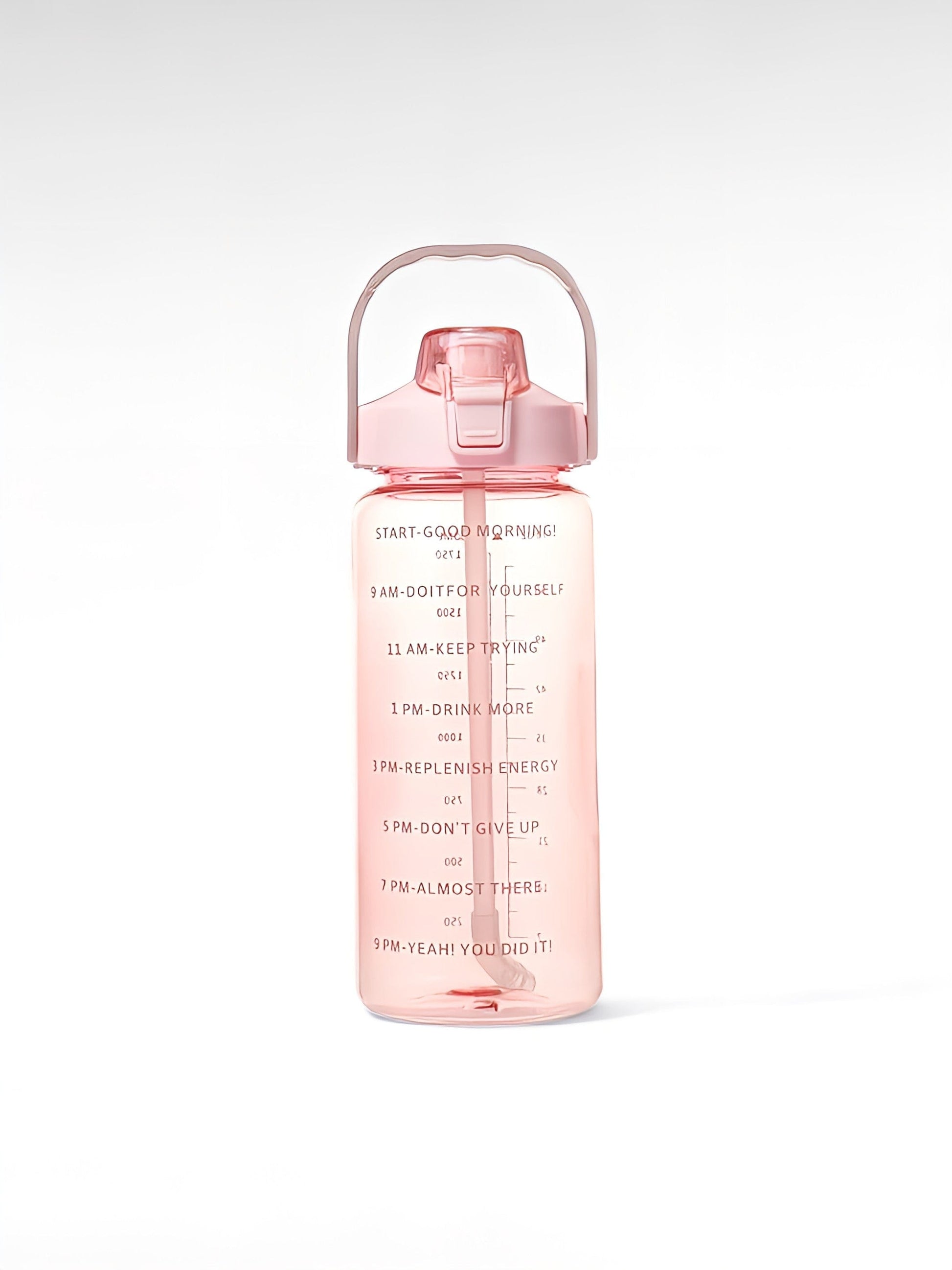 Gourde graduée heure 2l rose / 2000ml / plastique