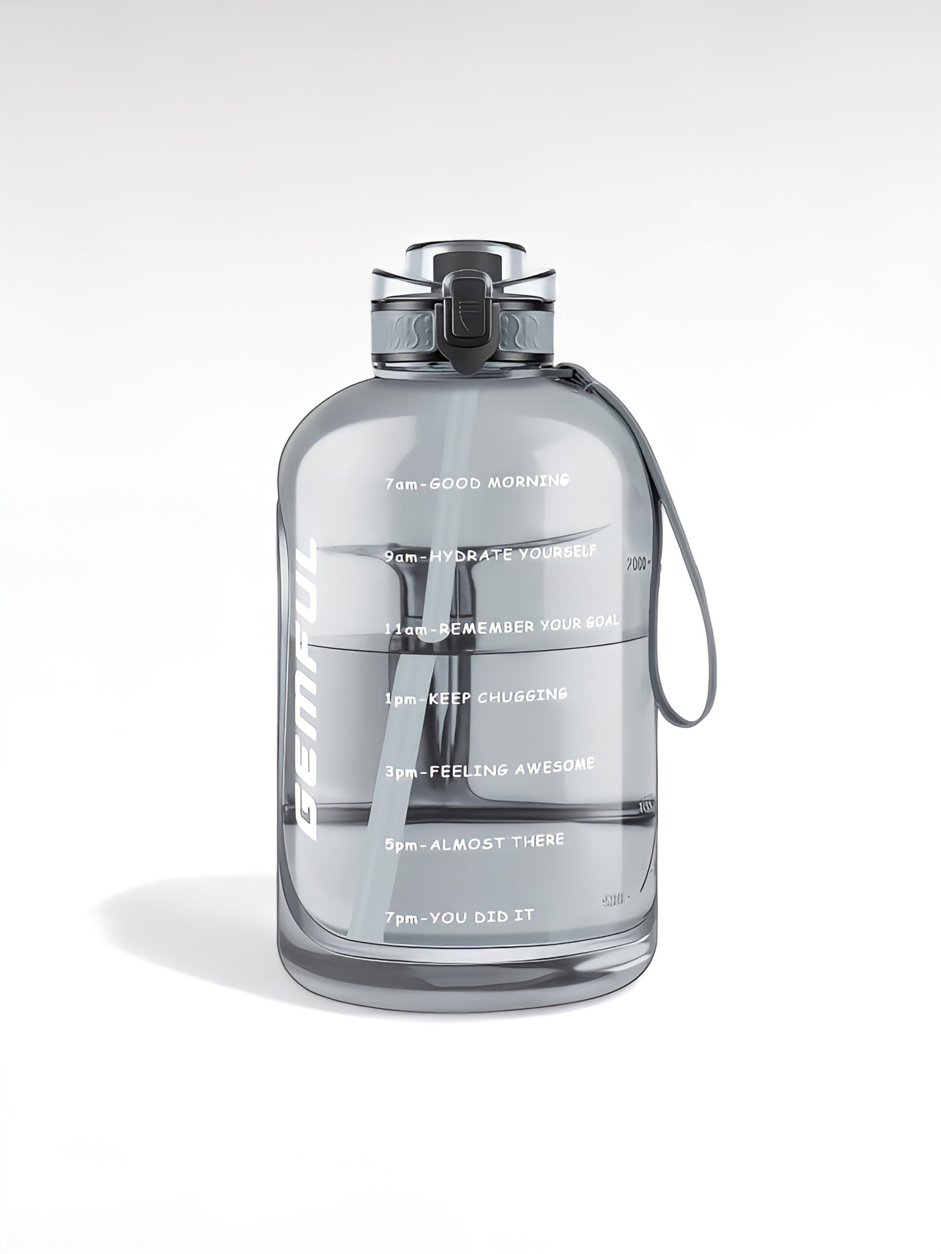 Gourde graduée heure 3l gris / 3000ml / plastique sans bpa