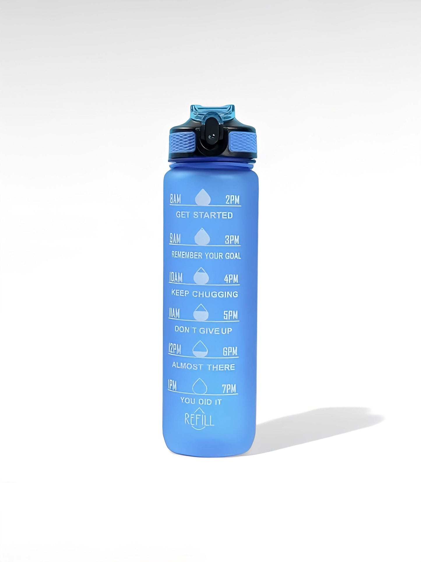 Gourde graduée heure 1l bleu / 1000ml / plastique