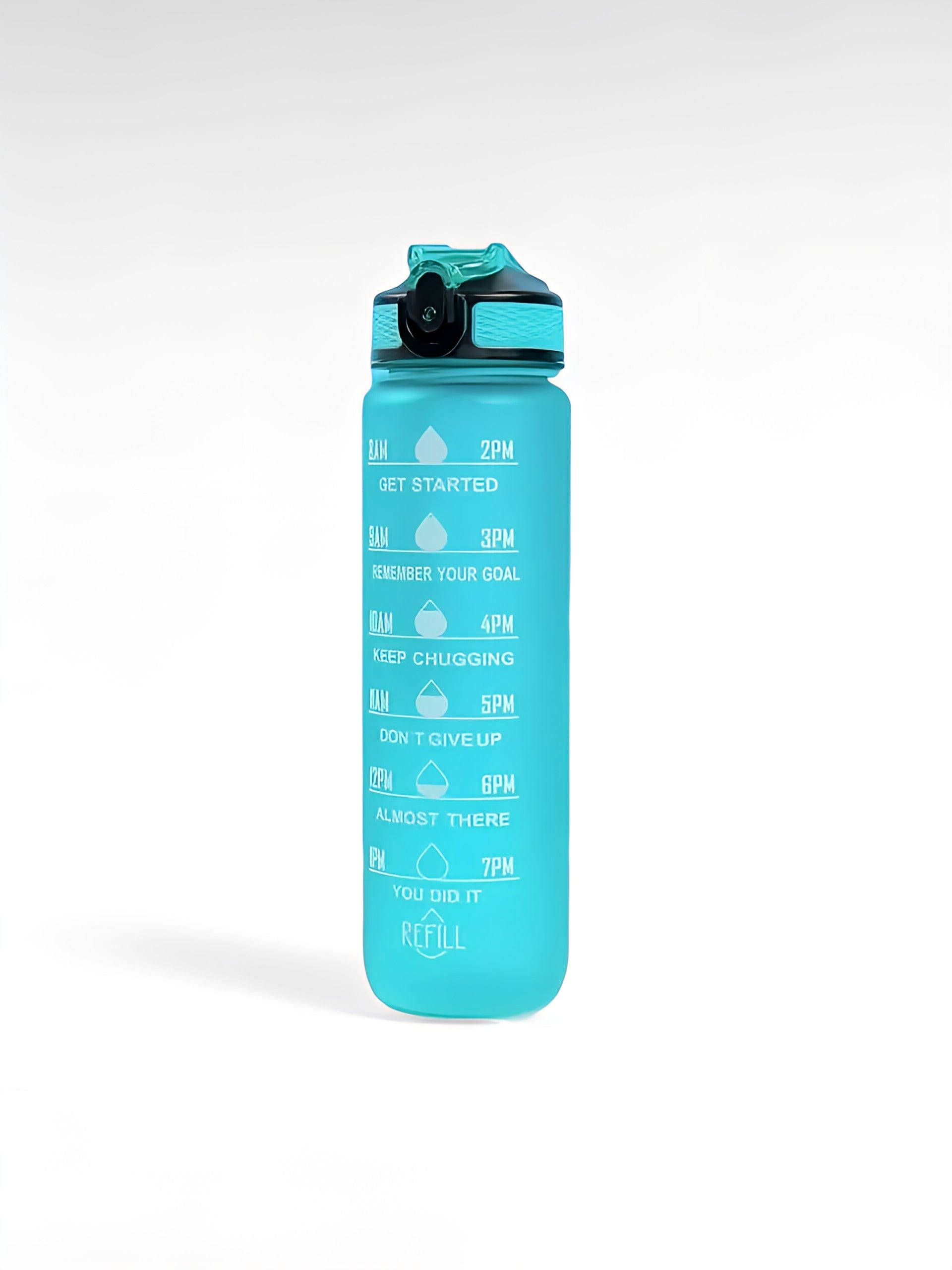 Gourde graduée heure 1l cyan / 1000ml / plastique