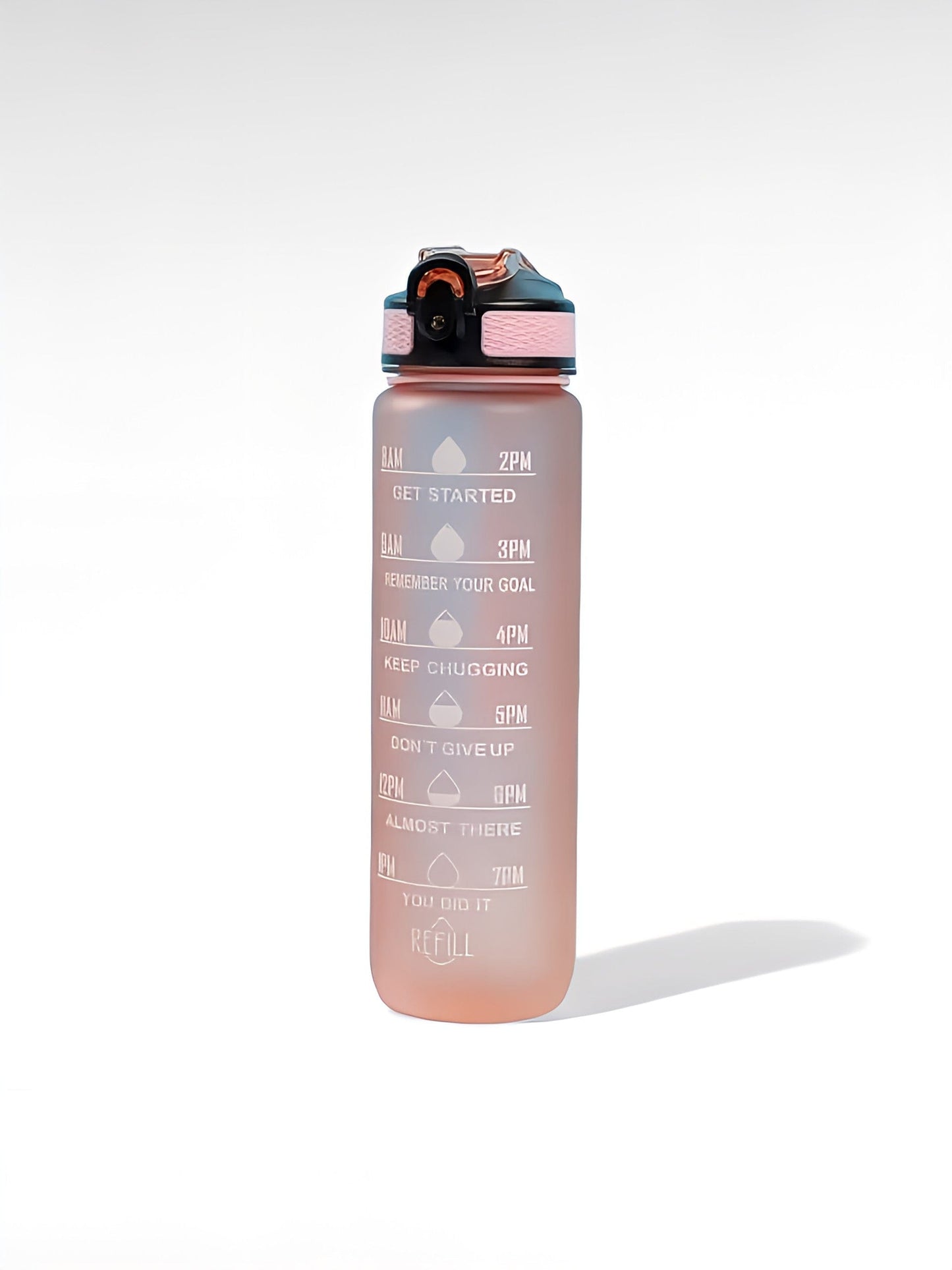 Gourde graduée heure 1l rose clair / 1000ml / plastique