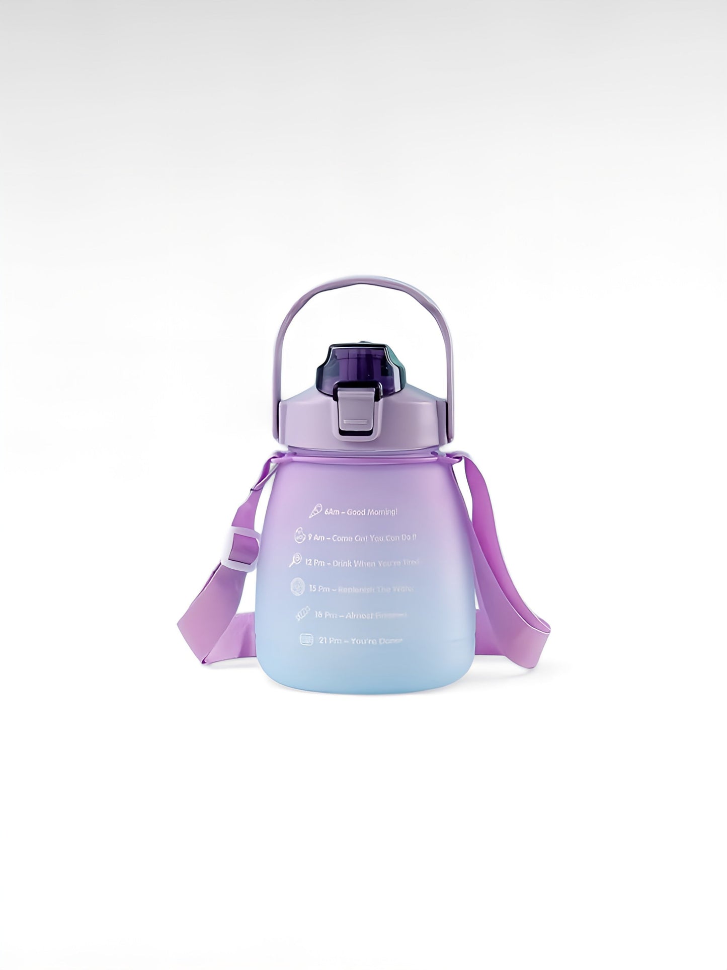 gourde graduée heure 1.3l violet / 1300ml / plastique