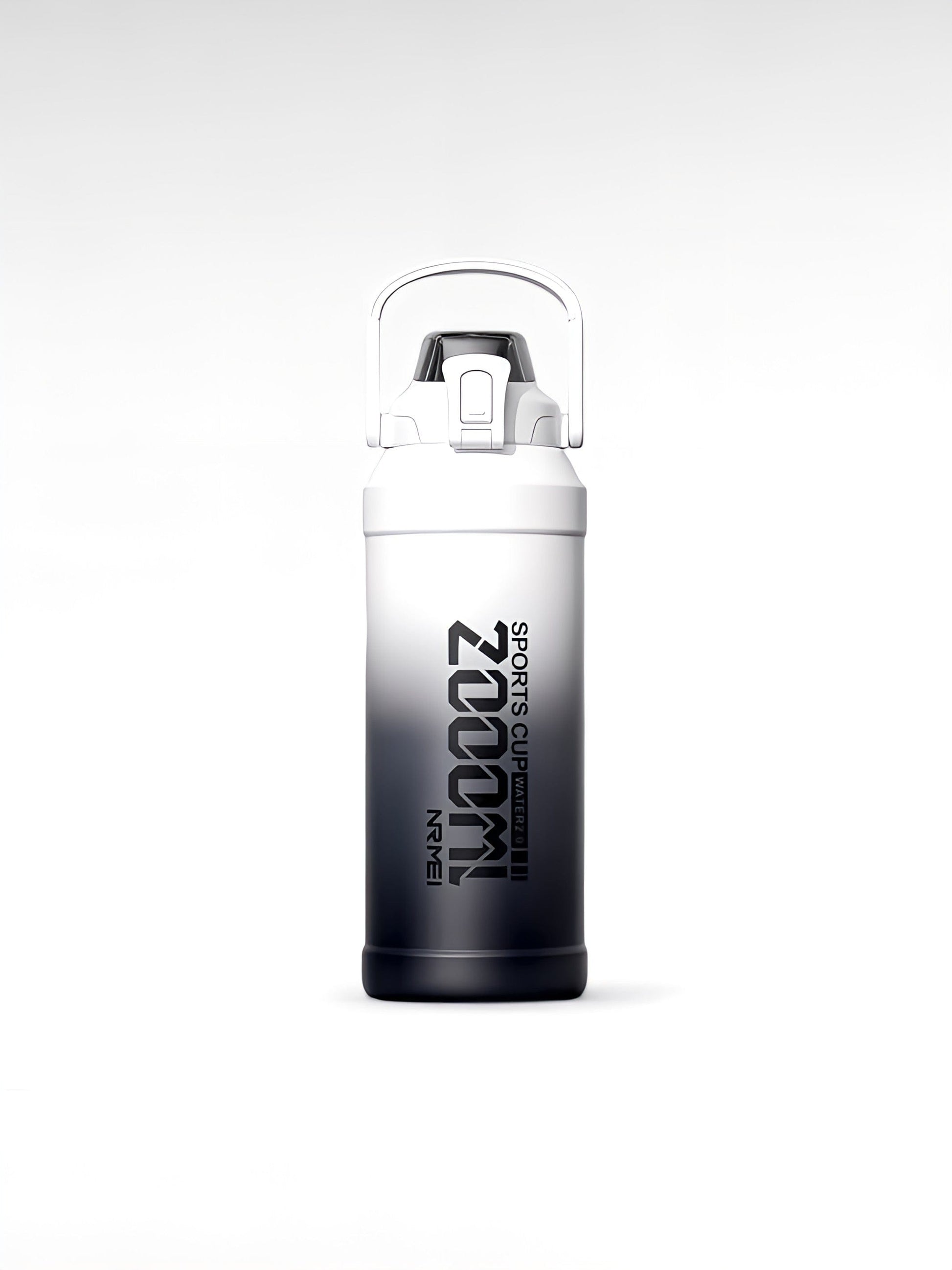 Gourde isotherme sport blanc noir / 2000ml / acier inoxydable