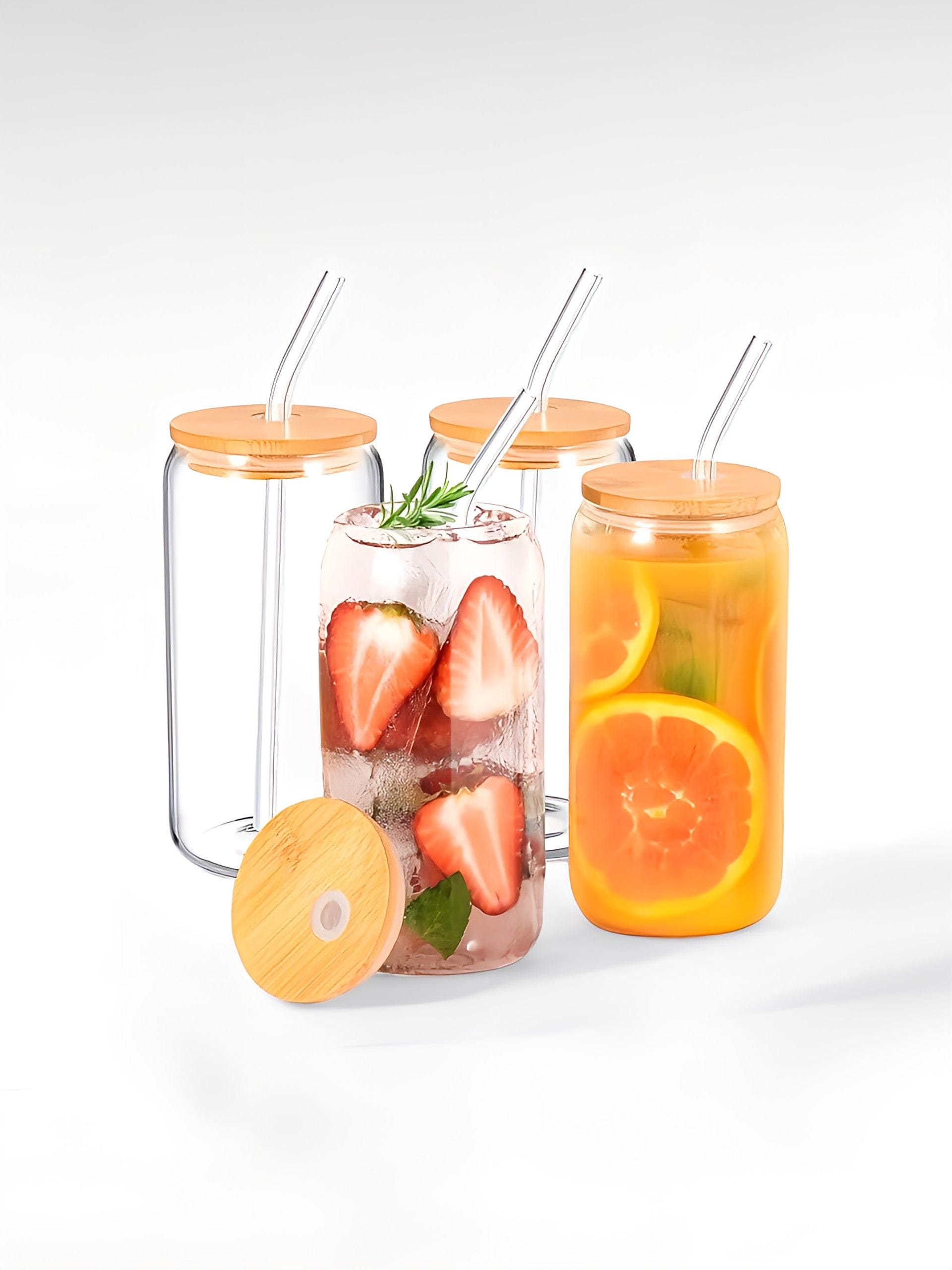 Gourde verre avec paille 4 PCS