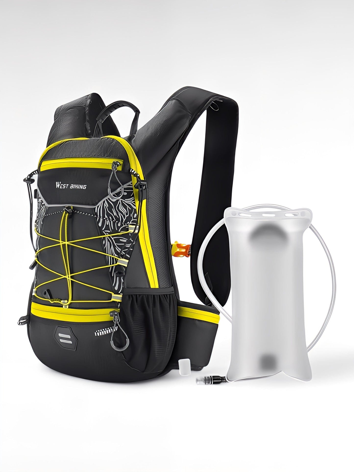 Sac à dos gourde trek jaune / nylon / sac 16L / poche à eau 2l