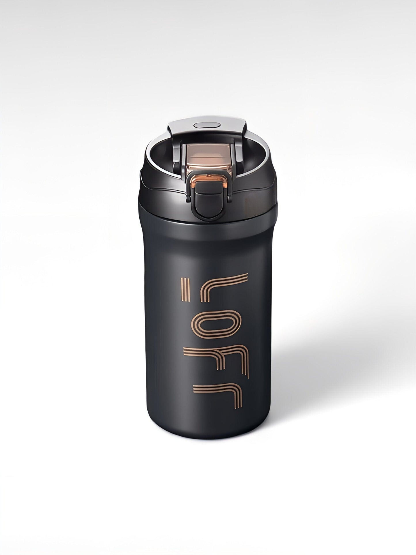 Thermos avec paille noir / 600ml / acier inoxydable