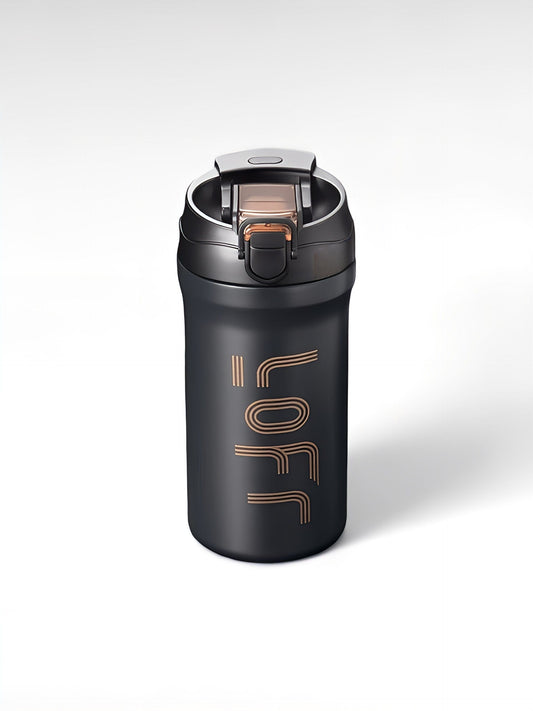 Thermos avec paille noir / 600ml / acier inoxydable